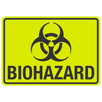 Biohazard Engineer Grade Reflective Black / Yellow Decal with Symbol - 10 inch x 7 inch