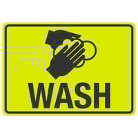 "Wash" Engineer-Grade Reflective Black / Yellow Aluminum Sign with Symbol - 10" x 7"