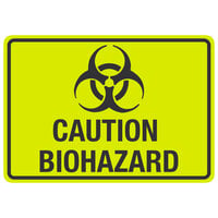 Caution / Biohazard Engineer Grade Reflective Black / Yellow Aluminum Sign with Symbol - 10 inch x 7 inch