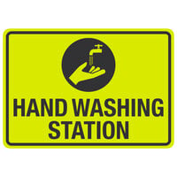 "Hand Washing Station" Engineer Grade Reflective Black / Yellow Decal with Symbol