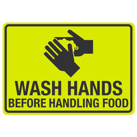 "Wash Hands Before Handling Food" Engineer Grade Reflective Black / Yellow Decal with Symbol