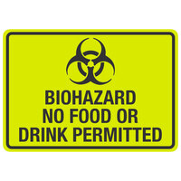 Biohazard / No Food Or Drink Permitted Engineer Grade Reflective Black / Yellow Decal with Symbol - 14 inch x 10 inch