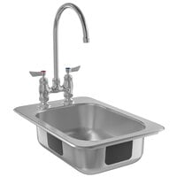 Waterloo 10 inch x 14 inch x 5 inch 18 Gauge Stainless Steel One Compartment Drop-In Sink with 8 inch Gooseneck Faucet