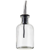 Tablecraft 10373 4.25 oz. Clear Glass Oil and Vinegar Bottle with Stainless Steel Pourer