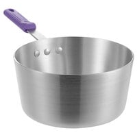 Choice 3.75 Qt. Tapered Aluminum Sauce Pan with Purple Allergen-Free Silicone Handle