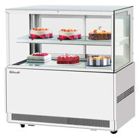 Turbo Air TBP48-46FN-W 47" Square Glass Two Tier White Refrigerated Bakery Display Case with Lift-Up Front Glass