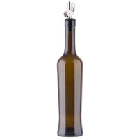 Tablecraft 10376 17 oz. Dark Green Glass Oil and Vinegar Bottle with Weighted Stainless Steel Pourer