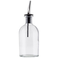 Tablecraft 10374 7.75 oz. Clear Glass Oil and Vinegar Bottle with Stainless Steel Pourer
