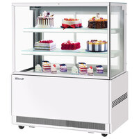 Turbo Air TBP48-54FN-W 47" Square Glass Three Tier White Refrigerated Bakery Display Case with Lift-Up Front Glass