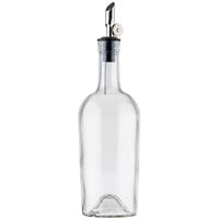 Tablecraft 10379 17.5 oz. Clear Glass Oil and Vinegar Bottle with Weighted Stainless Steel Pourer