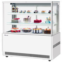 Turbo Air TBP60-54FN-W 59" Square Glass Three Tier White Refrigerated Bakery Display Case with Lift-Up Front Glass