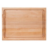 John Boos & Co. CB1054-1M2418150 24 inch x 18 inch x 1 1/2 inch Grooved Reversible Maple Wood BBQ Cutting Board with Hand Grips