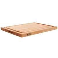 John Boos & Co. CB1054-1M2418150 24 inch x 18 inch x 1 1/2 inch Grooved Reversible Maple Wood BBQ Cutting Board with Hand Grips