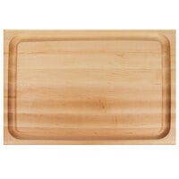 John Boos & Co. RA02-GRV 20 inch x 15 inch x 2 1/4 inch Grooved Reversible Maple Wood Cutting Board with Hand Grips