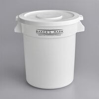 Baker's Mark 20 Gallon / 320 Cup White Round Ingredient Storage Bin with White Lid