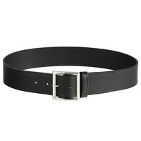 Henry Segal 1 3/4" Wide Plain Black Leather Garrison Belt with Nickel Plated Buckle - 52