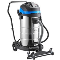 Lavex Janitorial 26 Gallon Stainless Steel Commercial Wet / Dry Vacuum with Squeegee Tool and Enhanced Toolkit - 100-120V, 1400W