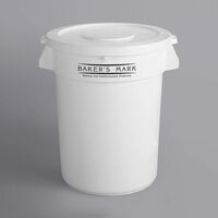 Baker's Mark 32 Gallon / 510 Cup White Round Ingredient Storage Bin with White Lid
