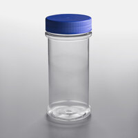 12 oz. Round Plastic Induction Lined Spice Container with Blue Lid