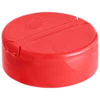 Red Induction Lined Dual-Flapper Extra-Coarse Shake / Pour Spice Container Lid with a 53/485 Finish