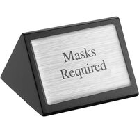 American Metalcraft Double-Sided Black Wood Masks Required Sign