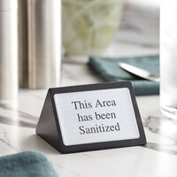 American Metalcraft Double-Sided Black Wood This Area Has Been Sanitized Sign