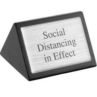 American Metalcraft Double-Sided Black Wood Social Distancing in Effect Sign