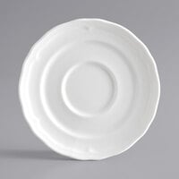 Acopa Condesa 6 inch Pearl White Scalloped Porcelain Saucer - 36/Case