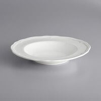 Acopa Condesa 28 oz. Pearl White Scalloped Wide Rim Porcelain Pasta Bowl - 6/Case