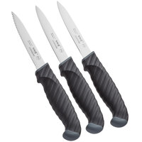 Schraf 4 inch Paring Knife Set with 1 Serrated and 2 Smooth Edge Knives with TPRgrip Handles - 3/Pack