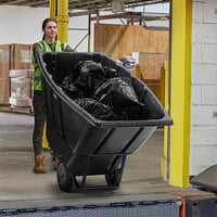 Lavex 1 Cubic Yard Black Standard-Duty Tilt Truck / Trash Cart (1250 lb. Capacity)