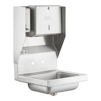 Regency 17" x 15" Wall Mounted Hand Sink with Top Mounted Paper Towel and Soap Dispenser