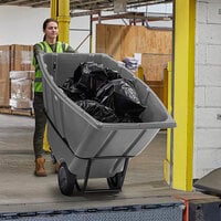 Lavex 1 Cubic Yard Gray Standard-Duty Tilt Truck / Trash Cart (1250 lb. Capacity)