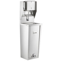 Regency 17" x 15" Hands Free Hand Sink with Pedestal Base and Top Mounted Paper Towel and Soap Dispenser