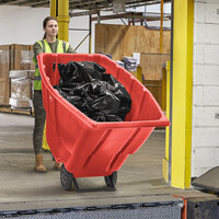 Lavex Industrial 1 Cubic Yard Red Heavy-Duty Tilt Truck / Trash Cart (850 lb. Capacity)
