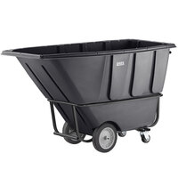 Lavex 1 Cubic Yard Black Towable Heavy-Duty Tilt Truck / Trash Cart (2100 lb. Capacity)