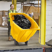 Lavex Industrial 1 Cubic Yard Yellow Heavy-Duty Tilt Truck / Trash Cart (850 lb. Capacity)