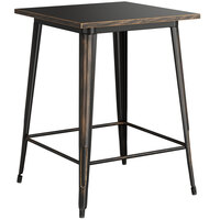 Lancaster Table & Seating Alloy Series 32" x 32" Distressed Copper Bar Height Outdoor Table