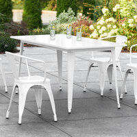 Lancaster Table & Seating Alloy Series 63 inch x 32 inch White Dining Height Outdoor Table
