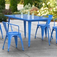Lancaster Table & Seating Alloy Series 63 inch x 32 inch Blue Dining Height Outdoor Table