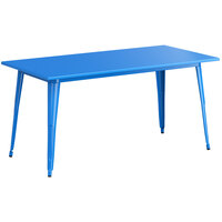 Lancaster Table & Seating Alloy Series 63 inch x 32 inch Blue Dining Height Outdoor Table