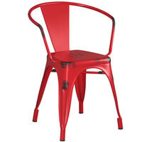Lancaster Table & Seating Alloy Series Distressed Red Metal Indoor / Outdoor Industrial Cafe Arm Chair