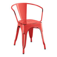 Lancaster Table & Seating Alloy Series Distressed Ruby Red Outdoor Arm Chair