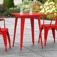 Lancaster Table & Seating Alloy Series 24 inch x 24 inch Red Dining Height Outdoor Table