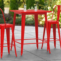 Lancaster Table & Seating Alloy Series 32 inch x 32 inch Red Outdoor Bar Height Table