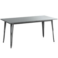 Lancaster Table & Seating Alloy Series 63" x 32" Distressed Black Dining Height Outdoor Table
