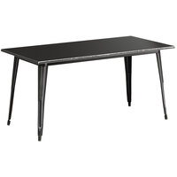 Lancaster Table & Seating Alloy Series 63 inch x 32 inch Distressed Black Dining Height Outdoor Table