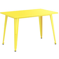 Lancaster Table & Seating Alloy Series 48 inch x 30 inch Yellow Dining Height Outdoor Table