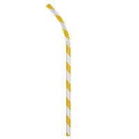 Aardvark 61720041 7 3/4 inch Jumbo Yellow / White Striped Unwrapped Eco-Flex Paper Straw - 4800/Case
