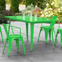 Lancaster Table & Seating Alloy Series 63 inch x 32 inch Green Dining Height Outdoor Table